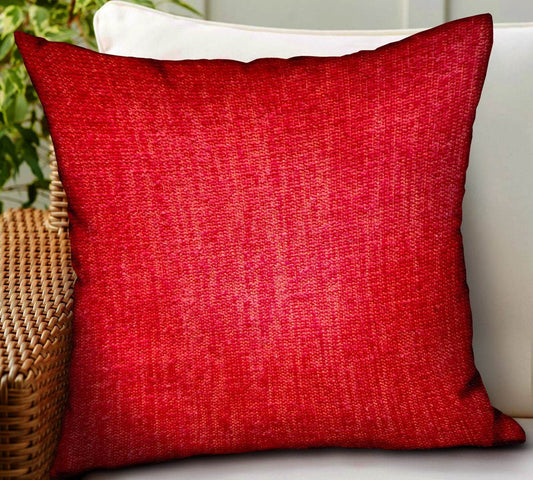Scarlet Zest Red Solid Luxury Outdoor/Indoor Throw Pillow - Plutus Brands
