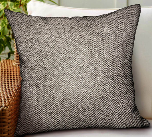 Jagged Ash Gray Chevron Luxury Outdoor/Indoor Throw Pillow - Plutus Brands