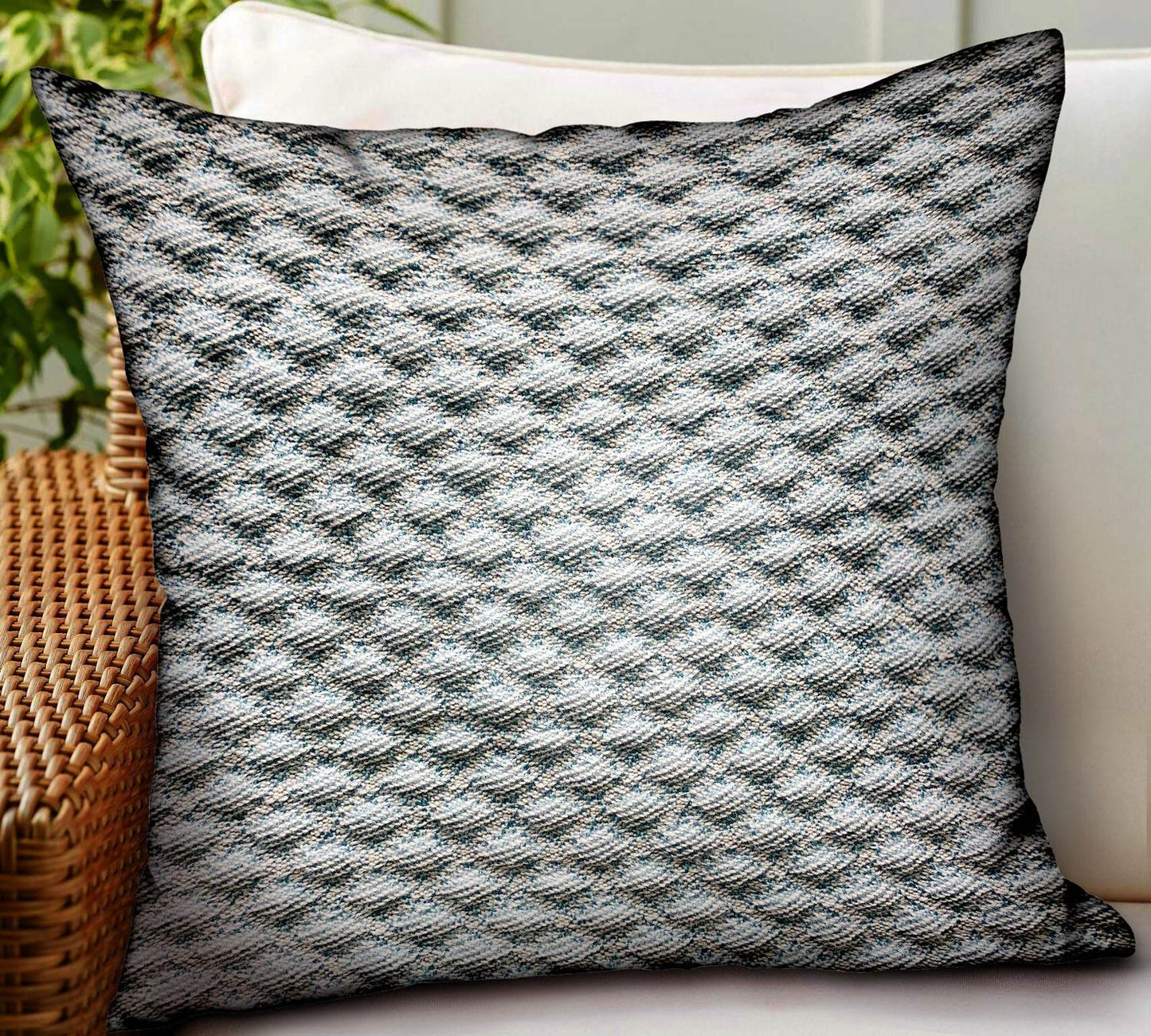 Victorian Charm Blue Dobby Luxury Outdoor/Indoor Throw Pillow - Plutus Brands