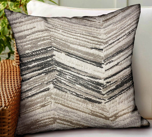 Jagged Sand Brown Geometric Luxury Outdoor/Indoor Throw Pillow - Plutus Brands