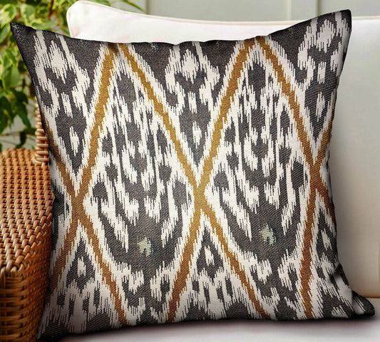 Isabis Plush Brown Ikat Luxury Outdoor/Indoor Throw Pillow - Plutus Brands