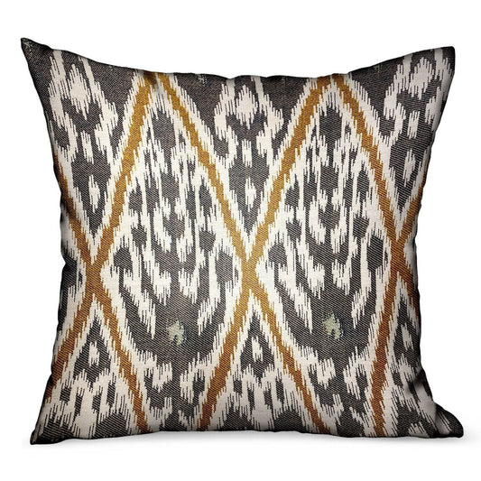 Isabis Plush Brown Ikat Luxury Outdoor/Indoor Throw Pillow - Plutus Brands