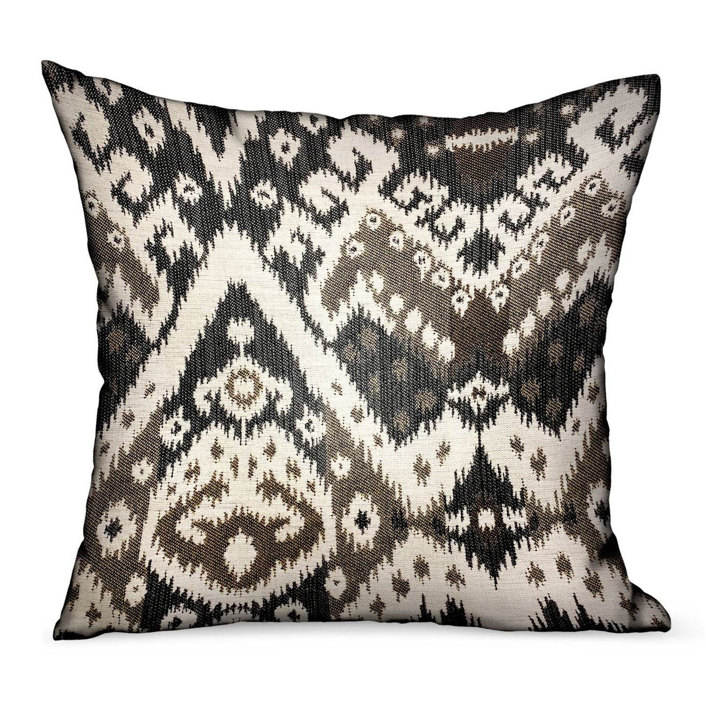 Amare Dream Brown Ikat Luxury Outdoor/Indoor Throw Pillow - Plutus Brands