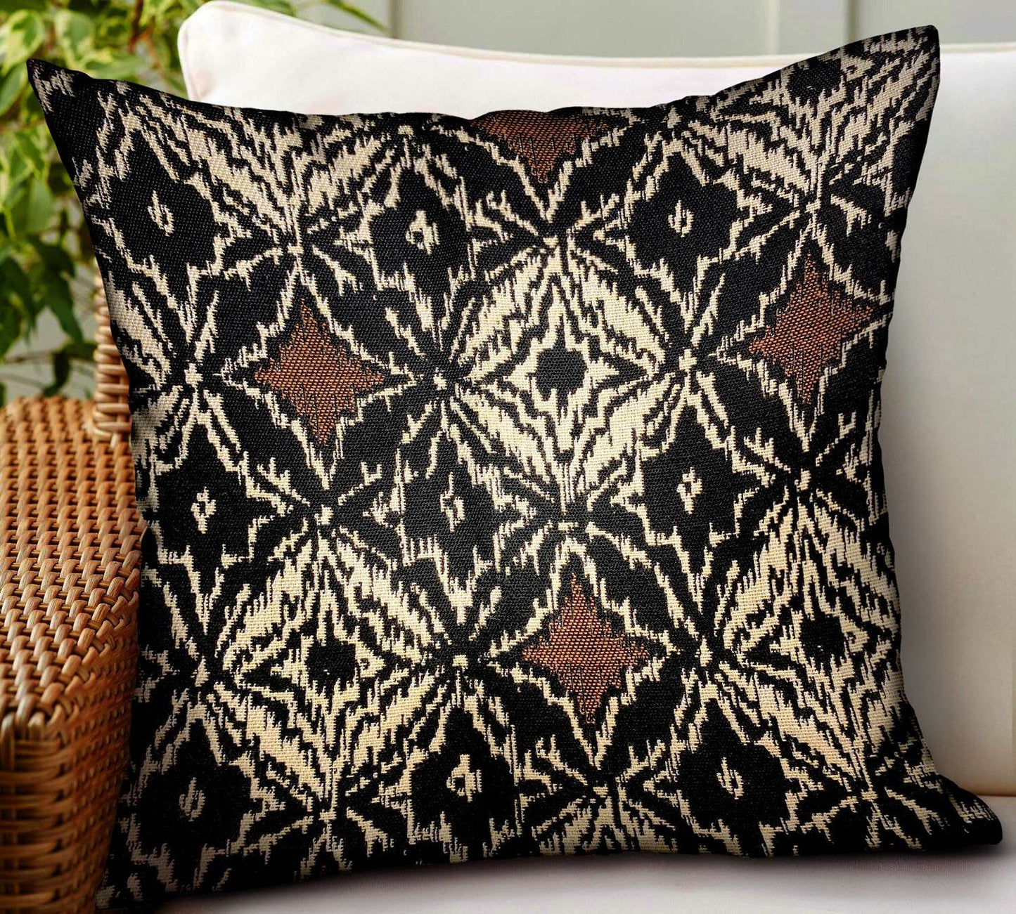 Daliah Ice Black Chevron Luxury Outdoor/Indoor Throw Pillow - Plutus Brands