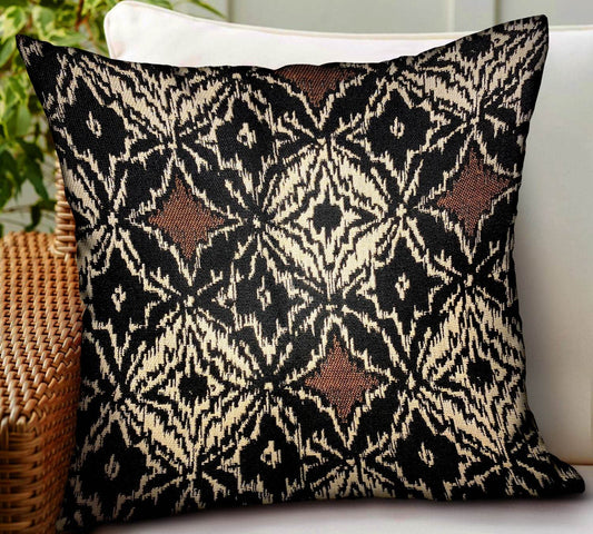 Daliah Ice Black Chevron Luxury Outdoor/Indoor Throw Pillow - Plutus Brands