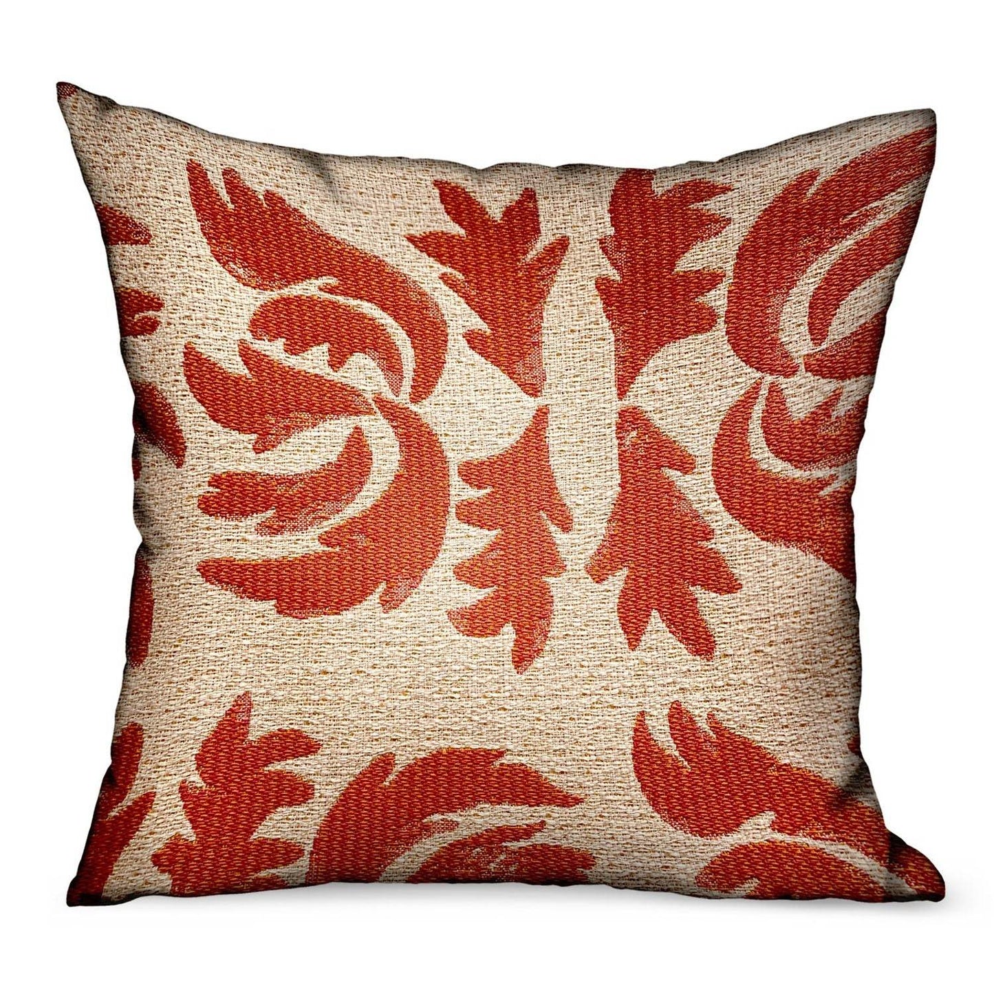 Claret Leaflet Orange Paisley Luxury Outdoor/Indoor Throw Pillow - Plutus Brands