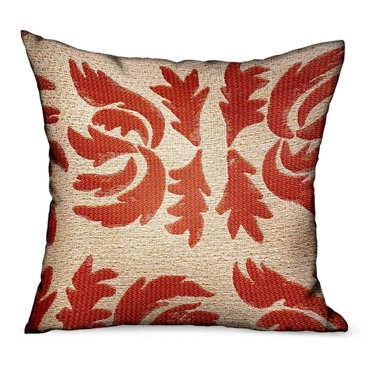 Claret Leaflet Orange Paisley Luxury Outdoor/Indoor Throw Pillow - Plutus Brands