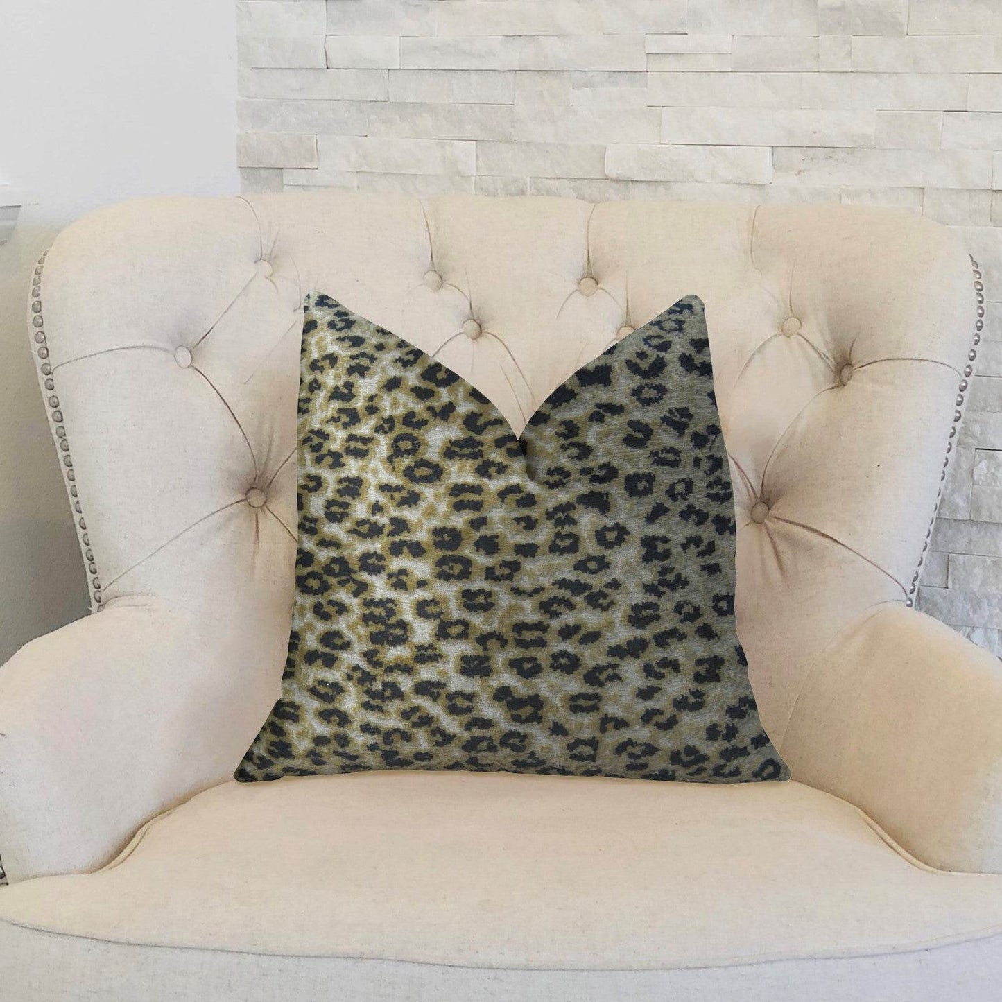 Wild Cheetah Taupe and Black Handmade Luxury Pillow - Plutus Brands