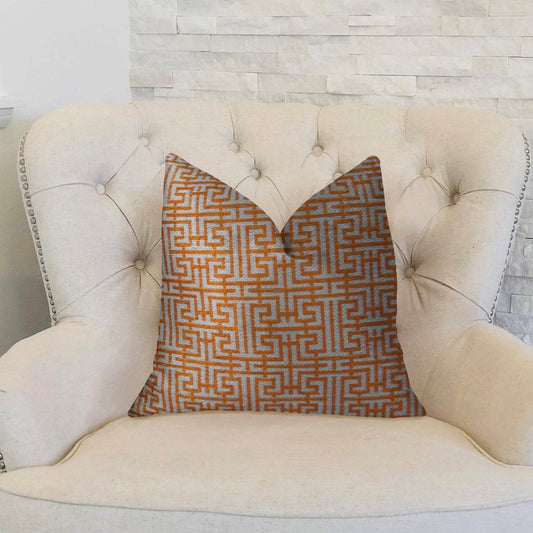 Crossroad Orange and Ivory Handmade Luxury Pillow - Plutus Brands