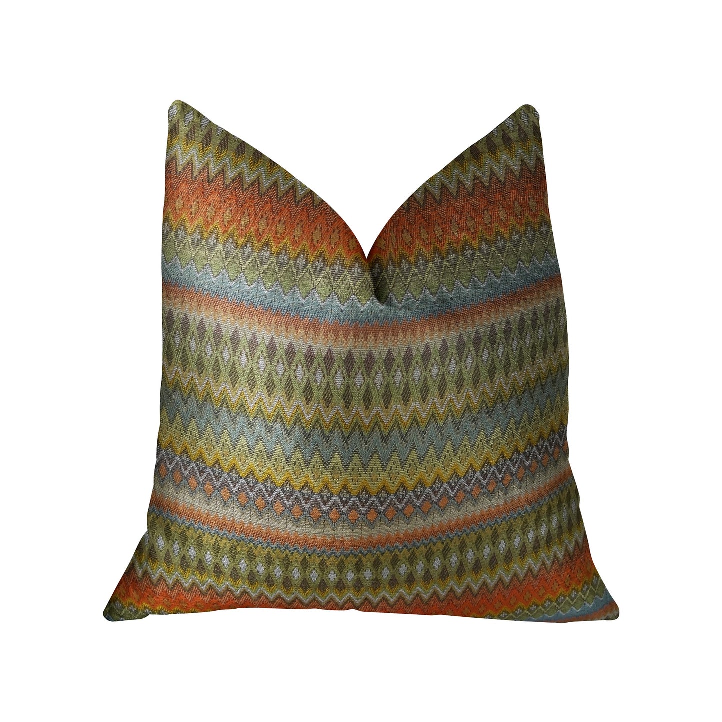 Zipline Orange Green and Blue Handmade Luxury Pillow
