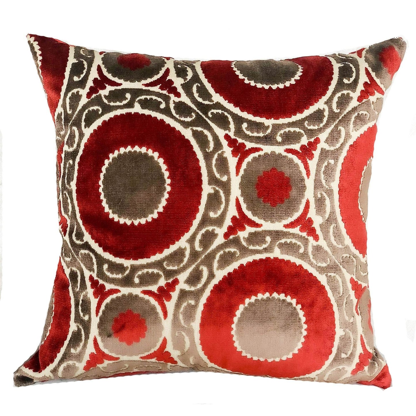Madeline Red and Brown Handmade Luxury Pillow - Plutus Brands