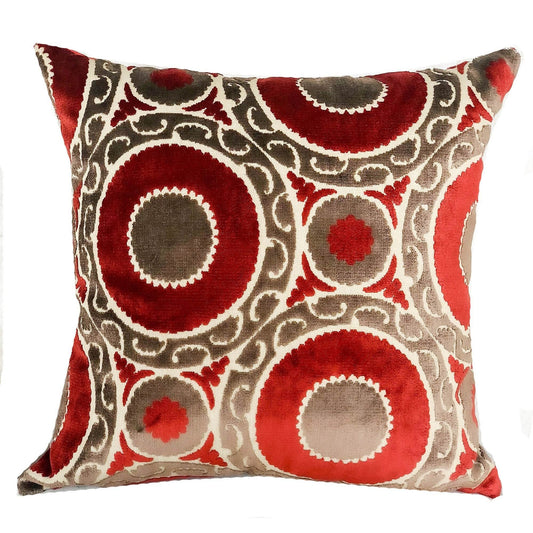 Madeline Red and Brown Handmade Luxury Pillow - Plutus Brands