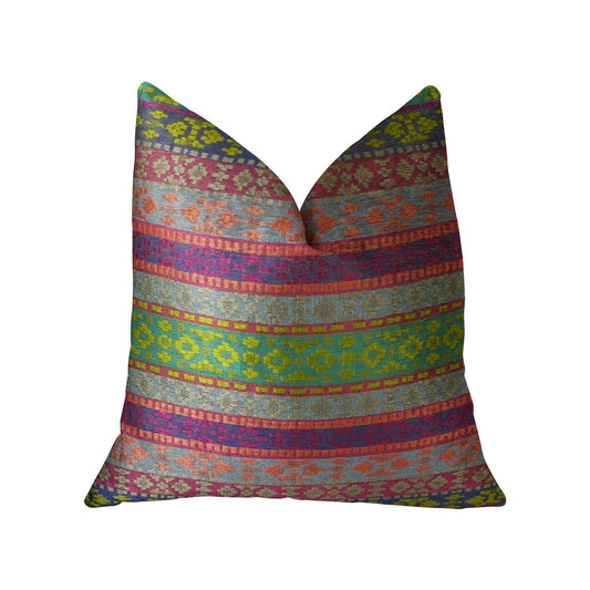 Avalanche Magenta Green and Blue Handmade Luxury Pillow - Plutus Brands