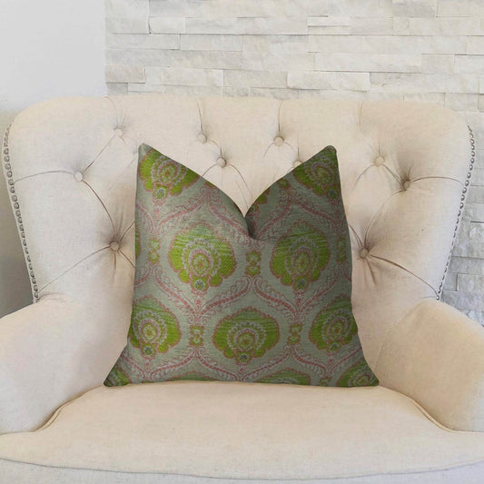 Tulip Garden Pink and Green Handmade Luxury Pillow - Plutus Brands