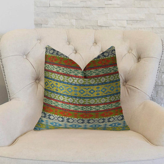 Flower Child White Blue and Red Handmade Luxury Pillow - Plutus Brands