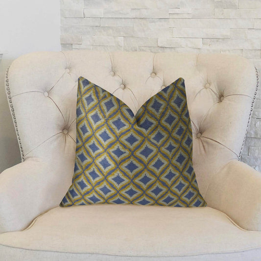 Verdana Diamond Lavender White and Yellow Handmade Luxury Pillow - Plutus Brands