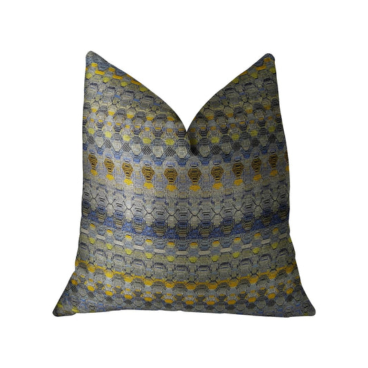 Blue Wynne Blue Navy and Yellow Handmade Luxury Pillow - Plutus Brands