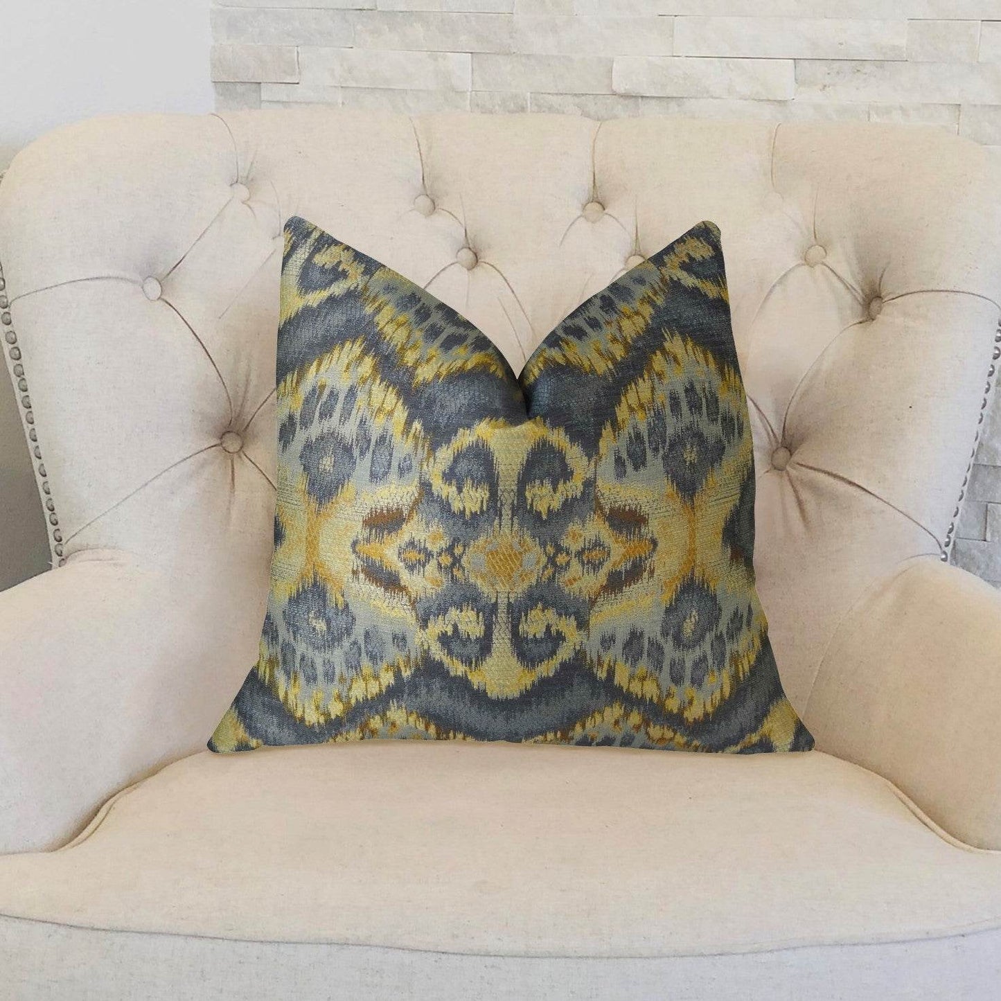 Sacred Pixie Blue Navy and Taupe Handmade Luxury Pillow - Plutus Brands