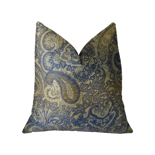 Myrtle Navy Blue and Taupe Handmade Luxury Pillow - Plutus Brands