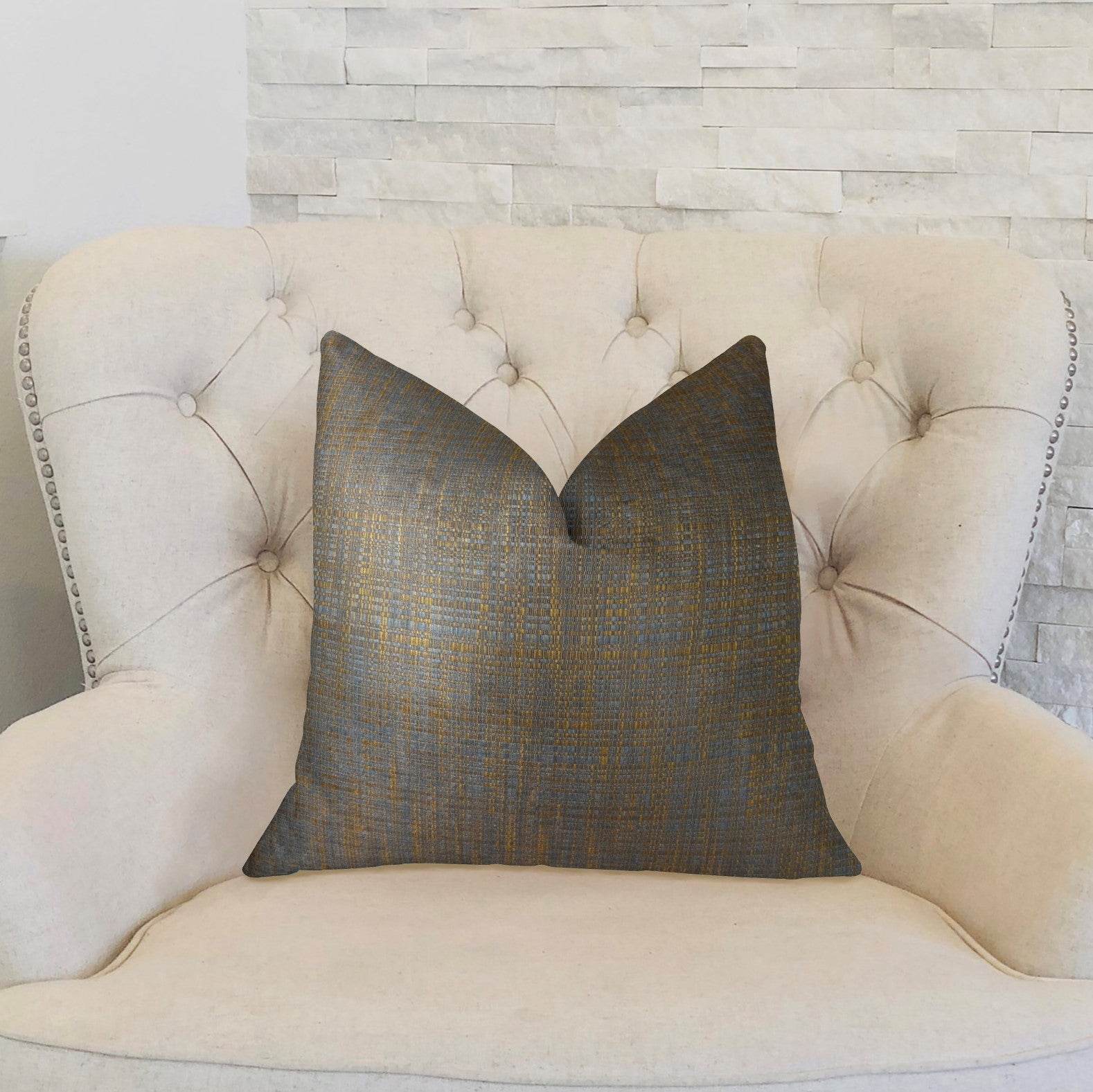 Vibrant Tazanite Blue and Brown Handmade Luxury Pillow - Plutus Brands