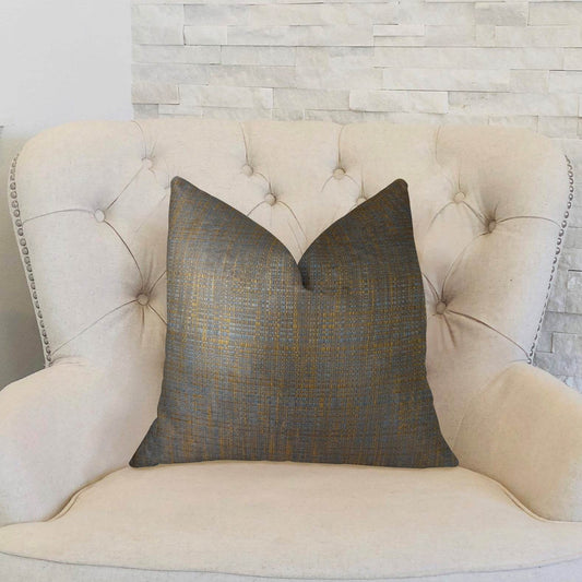 Vibrant Tazanite Blue and Brown Handmade Luxury Pillow - Plutus Brands