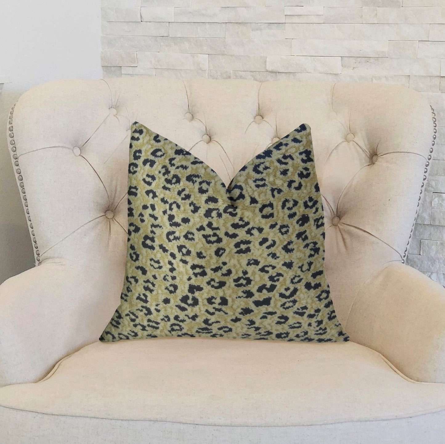 Cheetah Spots Cream and Black Handmade Luxury Pillow - Plutus Brands