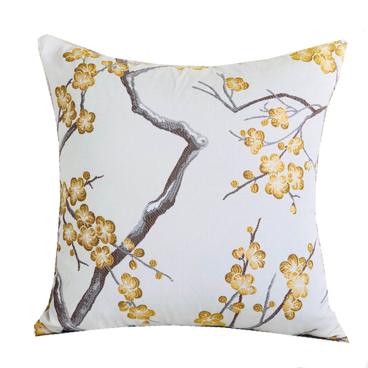 Yellow Blossom Yellow and Gray Handmade Luxury Pillow - Plutus Brands