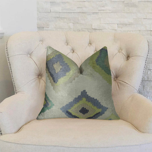 White Navy and Lime Handmade Luxury Pillow - Plutus Brands