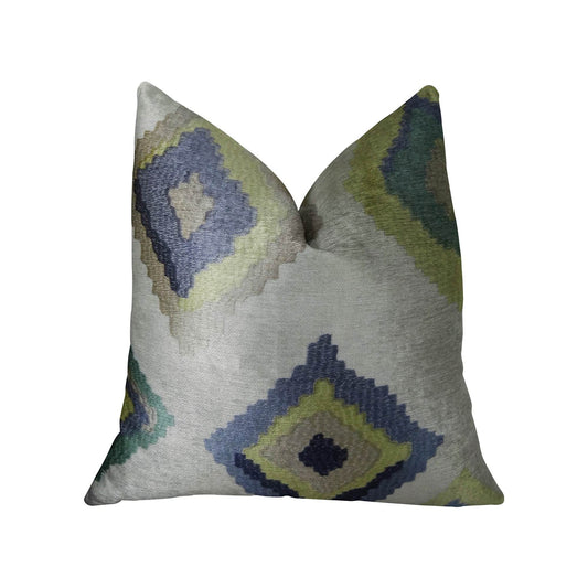 White Navy and Lime Handmade Luxury Pillow - Plutus Brands