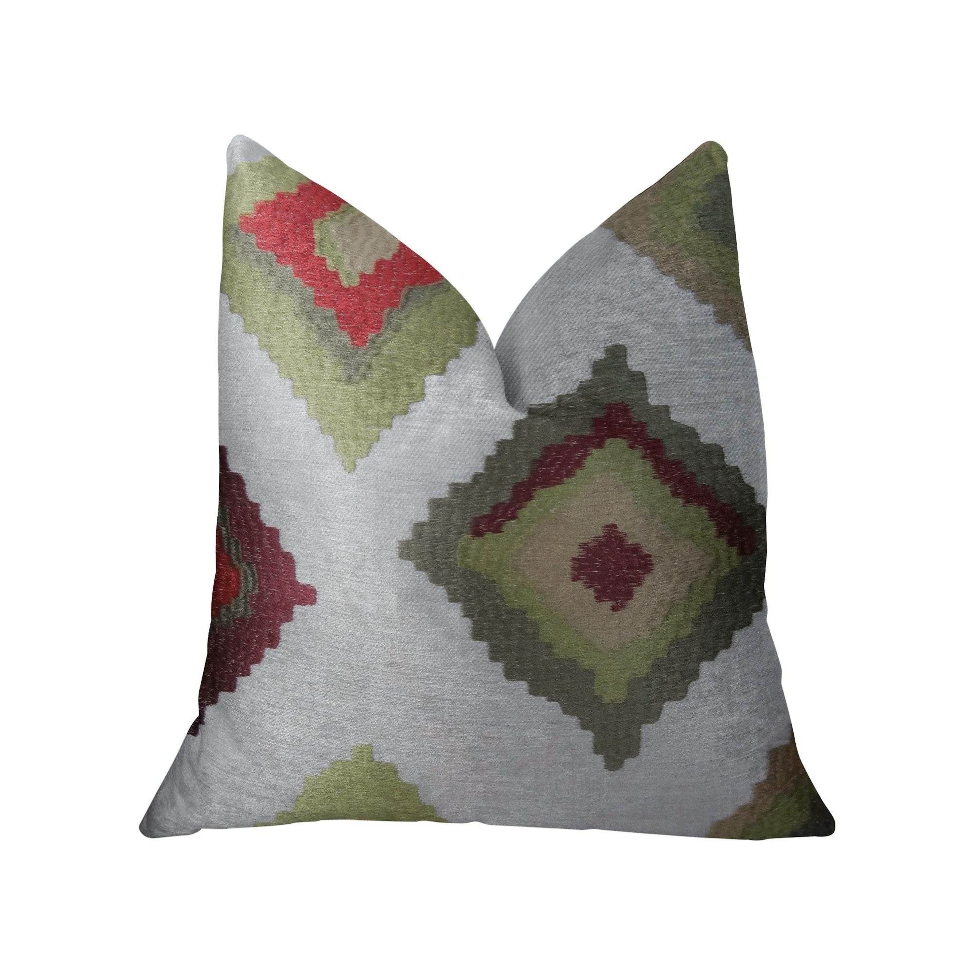 Earth Crust White Green and Red Handmade Luxury Pillow - Plutus Brands