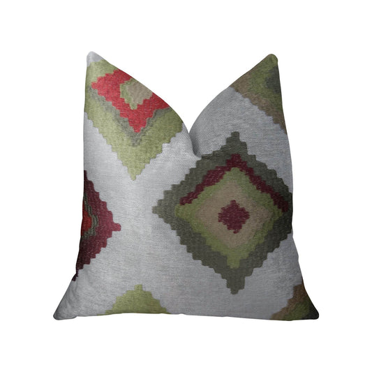 Earth Crust White Green and Red Handmade Luxury Pillow - Plutus Brands