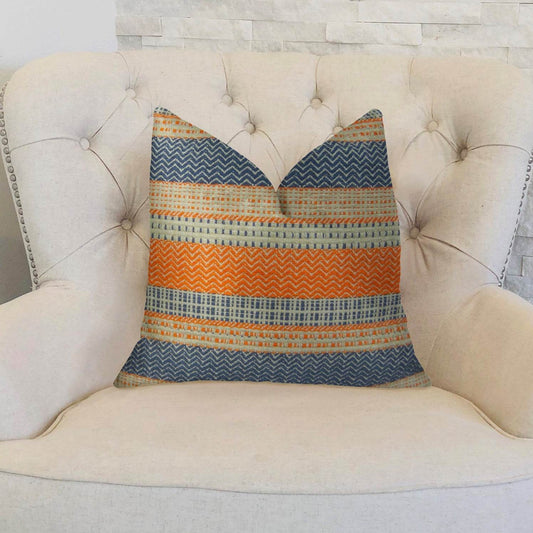 Anastasia Orange Navy and Cream Handmade Luxury Pillow - Plutus Brands
