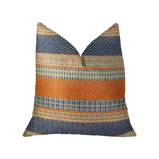 Anastasia Orange Navy and Cream Handmade Luxury Pillow - Plutus Brands