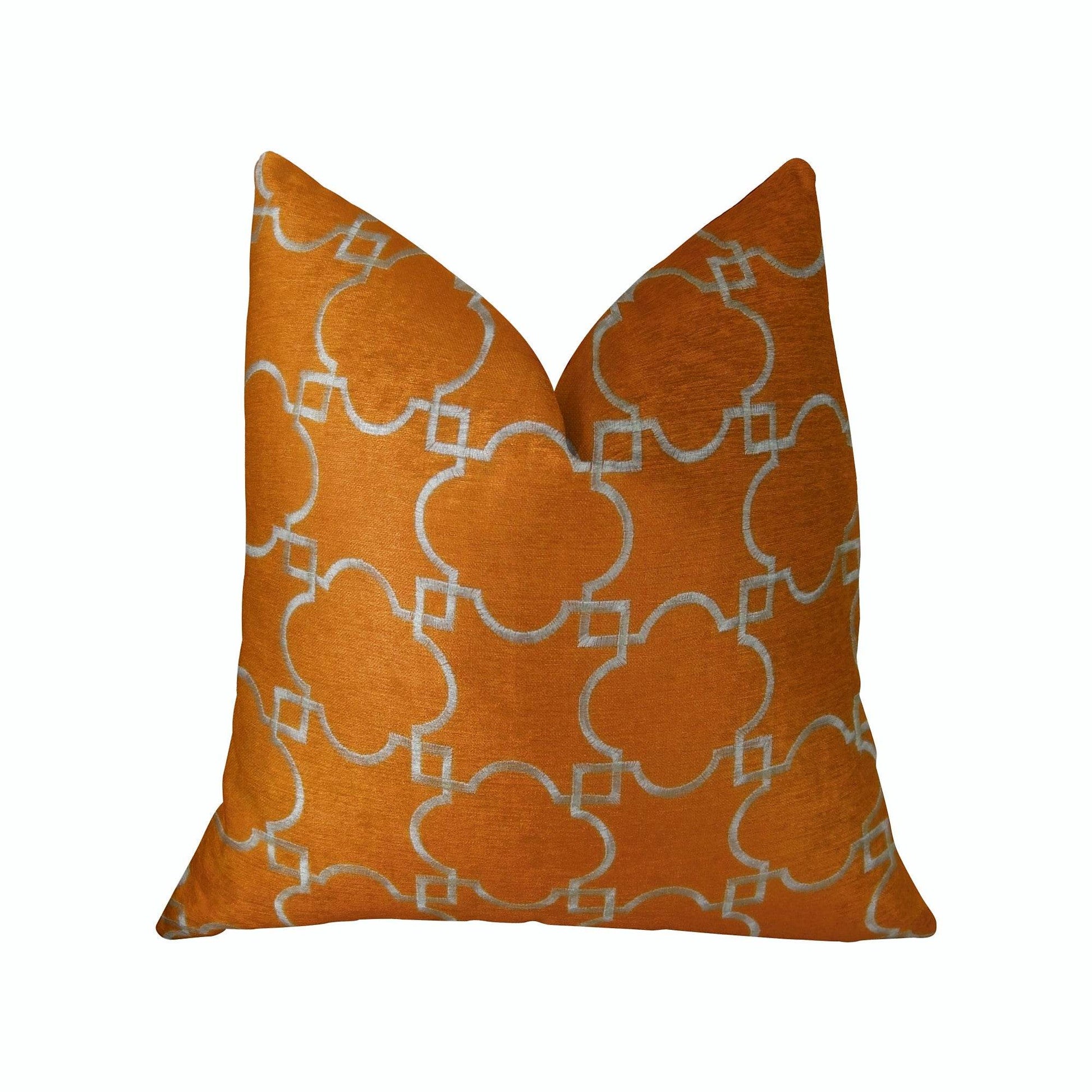 Nadiya Orange and White Handmade Luxury Pillow - Plutus Brands