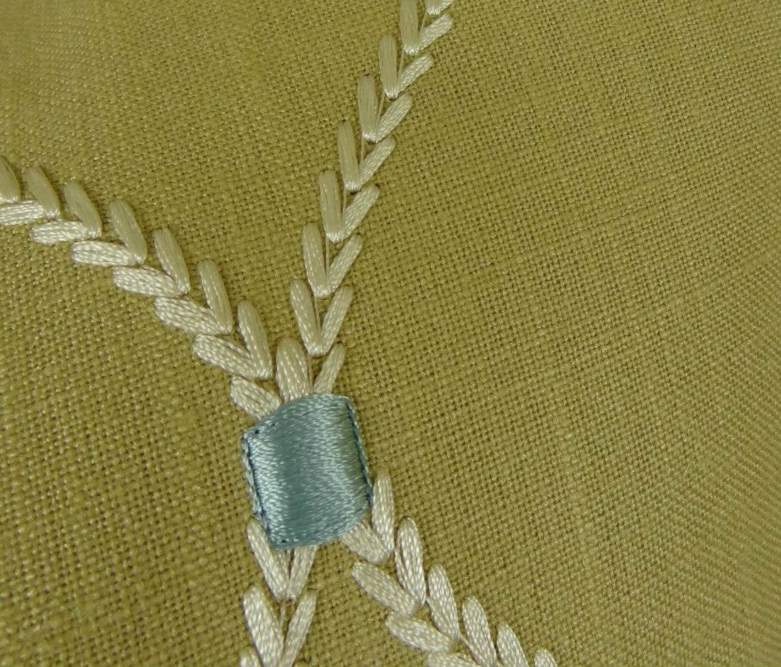 Abby Taupe White and Blue Handmade Luxury Pillow - Plutus Brands