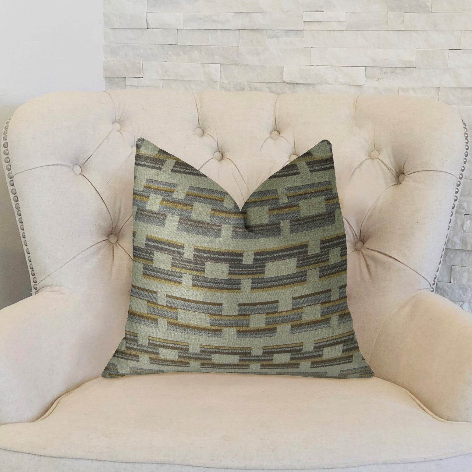 Foursquare White and Gray Handmade Luxury Pillow - Plutus Brands