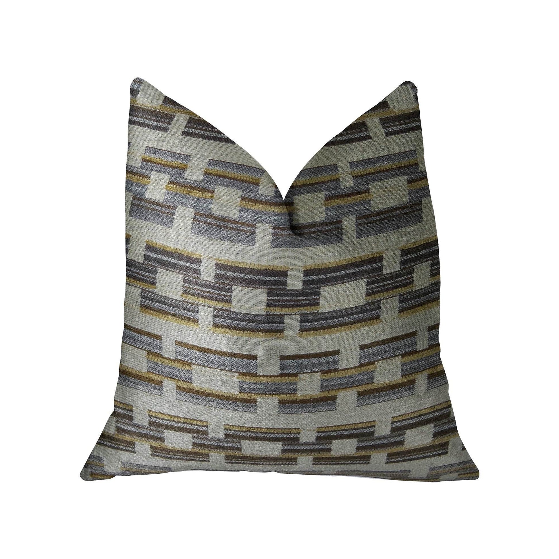 Foursquare White and Gray Handmade Luxury Pillow - Plutus Brands