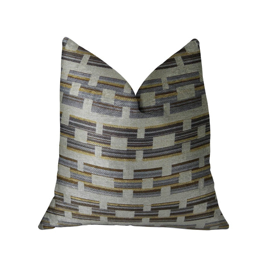 Foursquare White and Gray Handmade Luxury Pillow - Plutus Brands