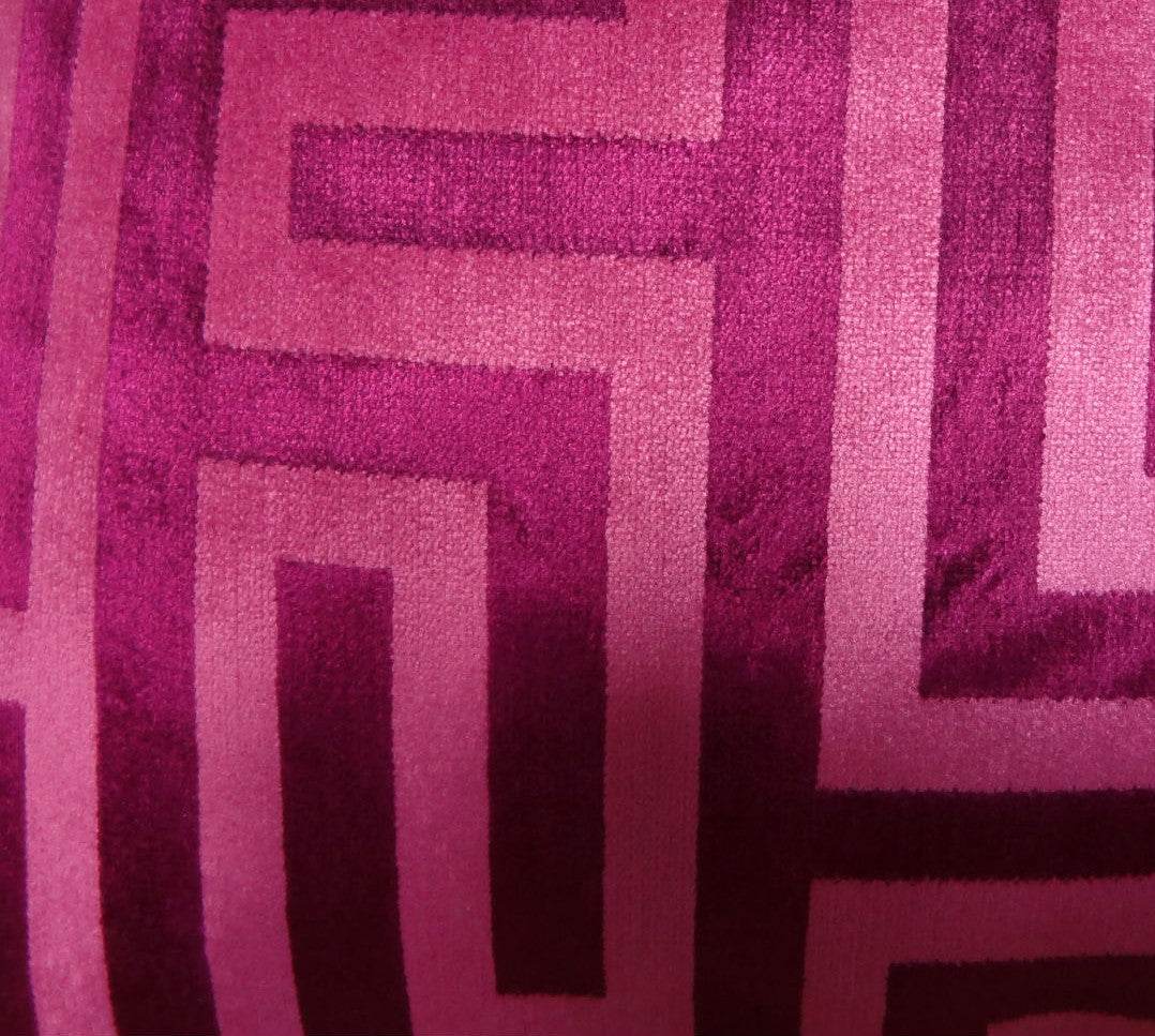 Velvet Maze Runner Fuchsia Handmade Luxury Pillow - Plutus Brands