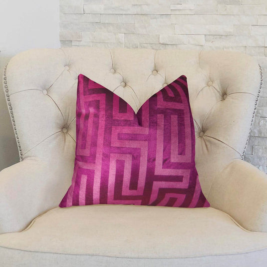 Velvet Maze Runner Fuchsia Handmade Luxury Pillow - Plutus Brands