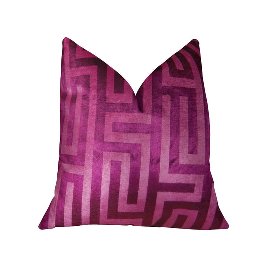 Velvet Maze Runner Fuchsia Handmade Luxury Pillow - Plutus Brands