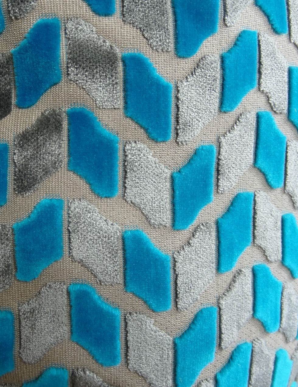 Castle Crest Turquoise and Gray Handmade Luxury Pillow - Plutus Brands