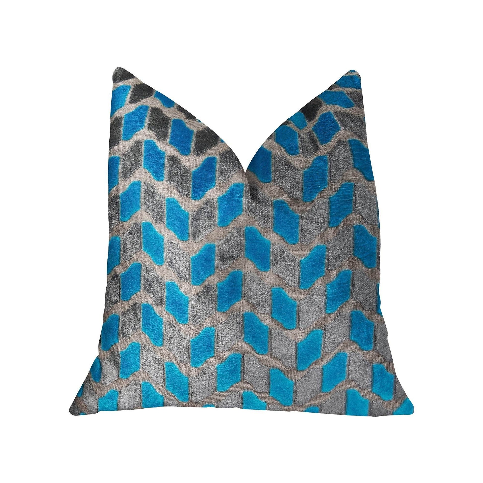Castle Crest Turquoise and Gray Handmade Luxury Pillow - Plutus Brands