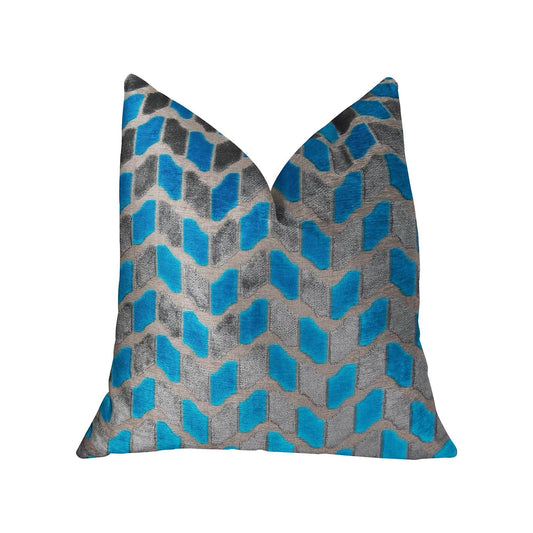 Castle Crest Turquoise and Gray Handmade Luxury Pillow - Plutus Brands