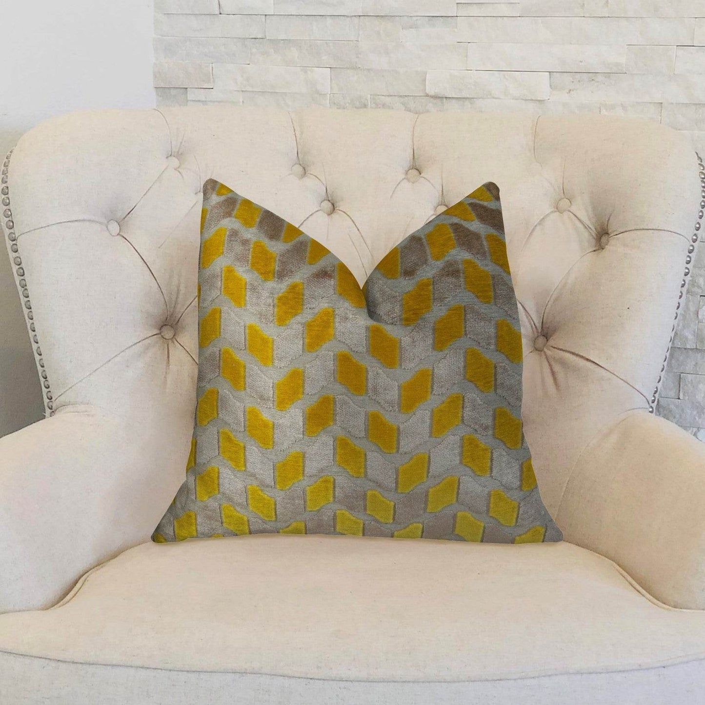 Gold Snow Copper and Taupe Handmade Luxury Pillow - Plutus Brands