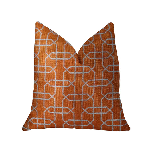 Marquette Orange and White Handmade Luxury Pillow - Plutus Brands
