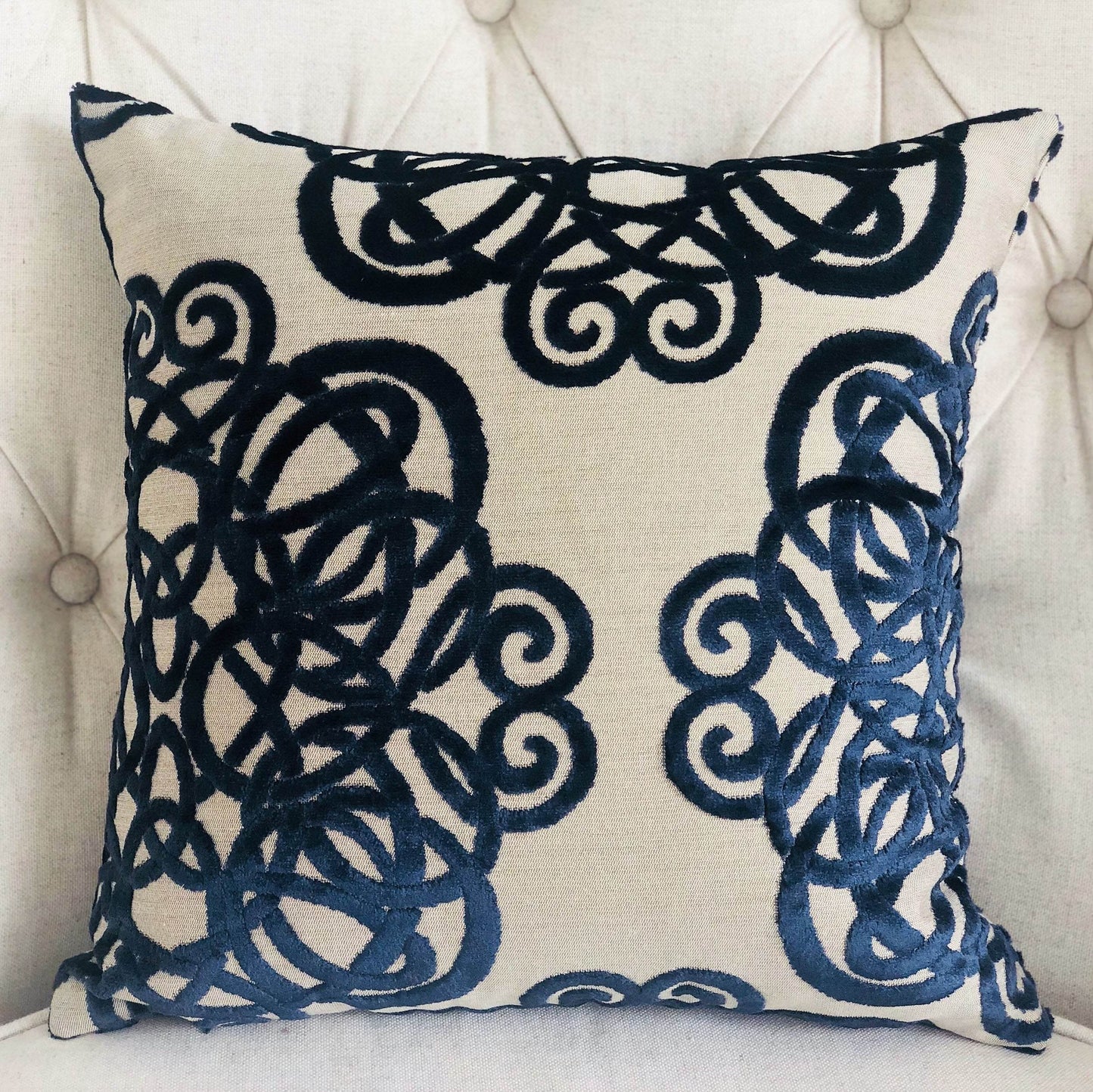 Serendepity Navy and Taupe Handmade Luxury Pillow - Plutus Brands