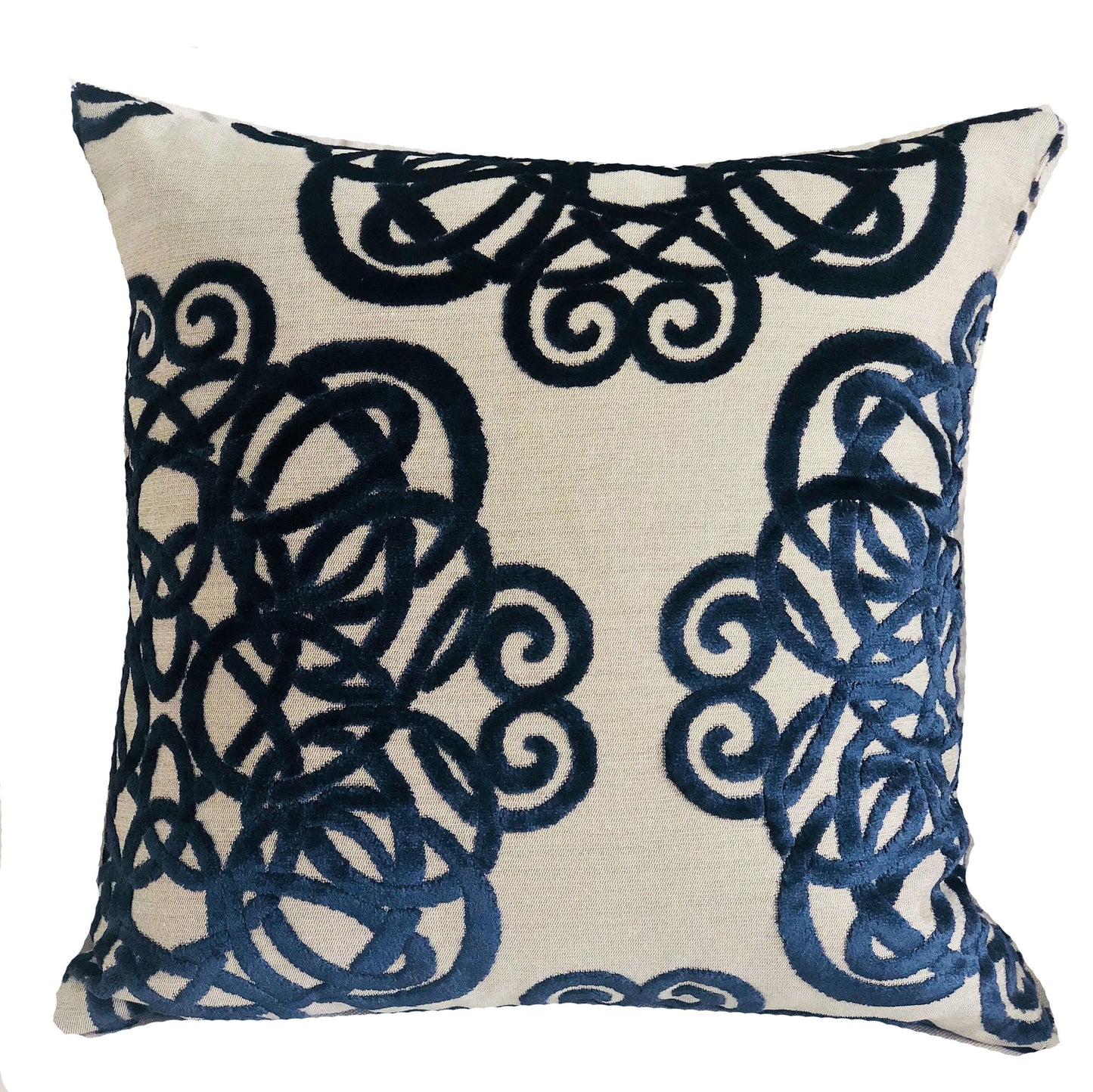 Serendepity Navy and Taupe Handmade Luxury Pillow