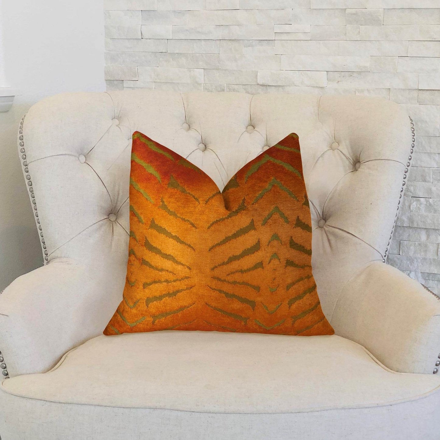 Tangerine Bliss Orange Handmade Luxury Pillow - Plutus Brands