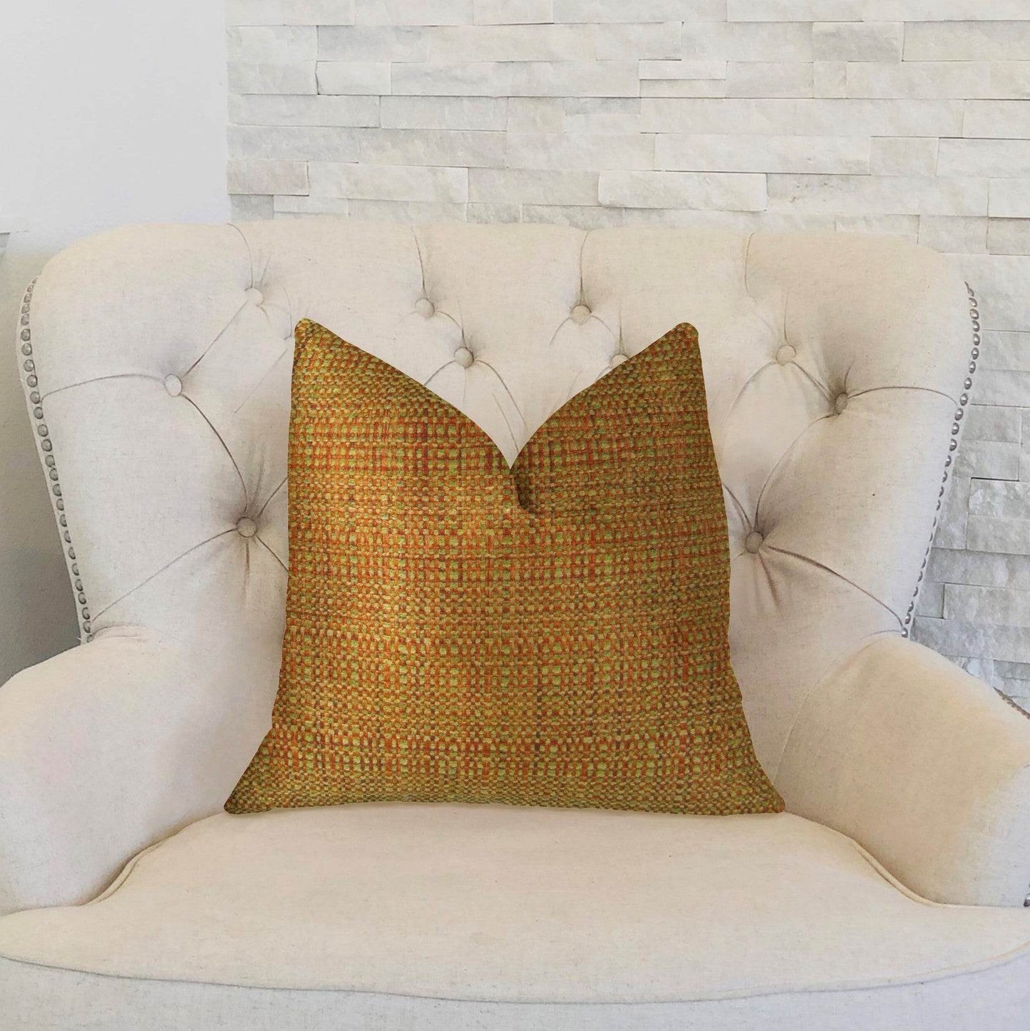 Melbourne Orange and Mint Handmade Luxury Pillow - Plutus Brands